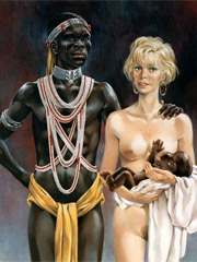 White chick living with a black wild tribal in this hot cartoon