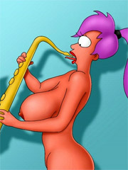 Nasty toon leela is good in dildoing and saxophone playing alike.